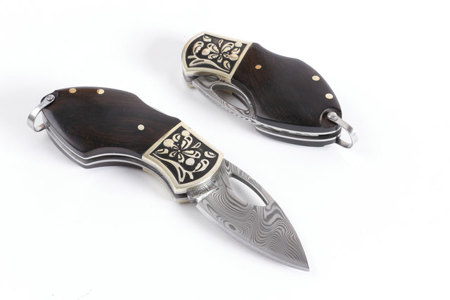 High quality  Swedish powders Damascus steel K1 keychain knife UD402289
